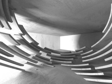 Geometrik beton mimari arka plan. 3D render illüstrasyon