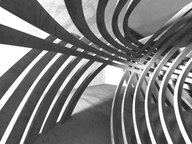 Beton mimari arka plan. Soyut boş karanlık oda. 3D render illüstrasyon