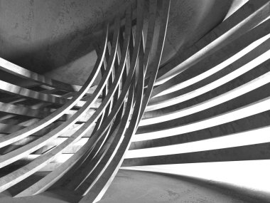 Beton mimari arka plan. Soyut boş karanlık oda. 3D render illüstrasyon