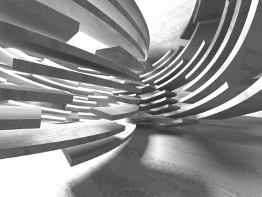 Beton mimari arka plan. Soyut boş karanlık oda. 3D render illüstrasyon