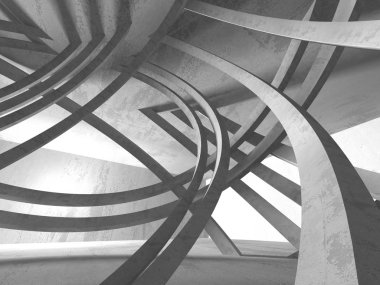 Beton mimari arka plan. Soyut boş karanlık oda. 3D render illüstrasyon