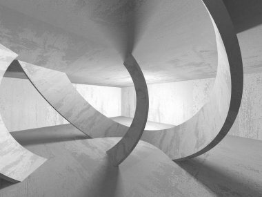 Beton mimari arka plan. Soyut boş karanlık oda. 3D render illüstrasyon