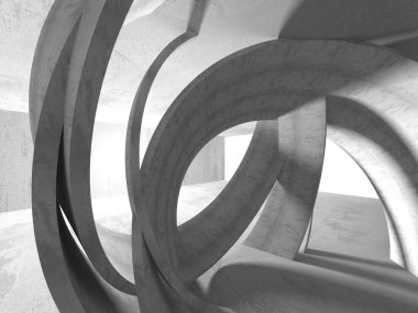 Beton mimari arka plan. Soyut boş karanlık oda. 3D render illüstrasyon