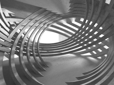 Beton mimari arka plan. Soyut boş karanlık oda. 3D render illüstrasyon