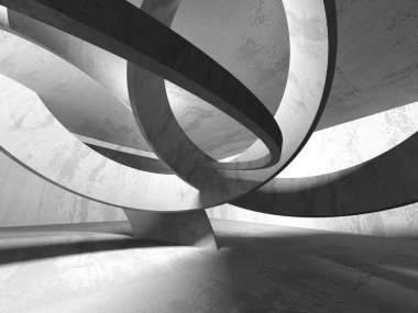 Beton mimari arka plan. Soyut boş karanlık oda. 3D render illüstrasyon