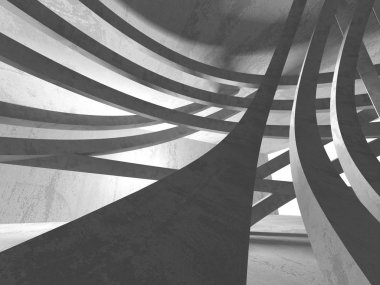 Geometrik beton mimari arka plan. 3D render illüstrasyon