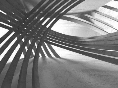 Geometrik beton mimari arka plan. 3D render illüstrasyon