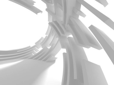 Soyut modern beyaz mimari arka planı. 3d resimleme