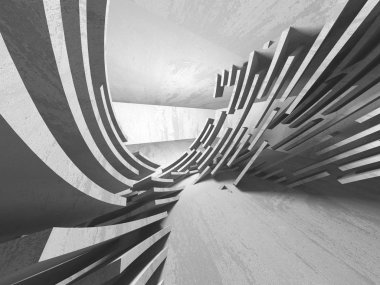 Geometrik beton mimari arka plan. 3D render illüstrasyon