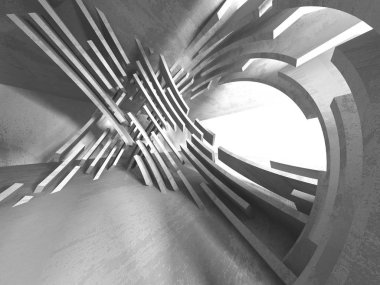 Beton mimari arka plan. Soyut boş karanlık oda. 3D render illüstrasyon