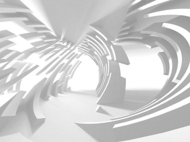 Soyut modern beyaz mimari arka planı. 3d resimleme