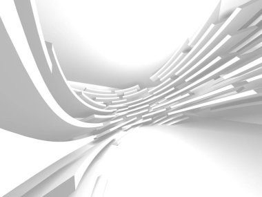 Beyaz Mimarlık inşaat Modern iç arka plan. 3D render illüstrasyon