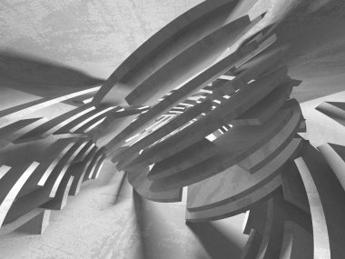 Geometrik beton mimari arka plan. 3D render illüstrasyon