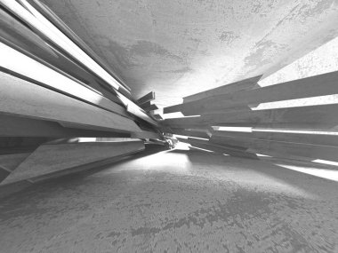 Geometrik beton mimari arka plan. 3D render illüstrasyon