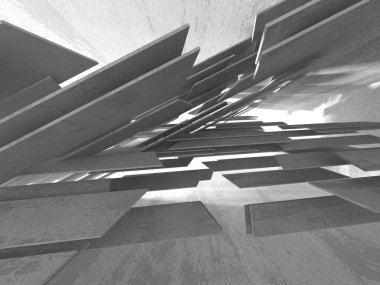 Geometrik beton mimari arka plan. 3D render illüstrasyon