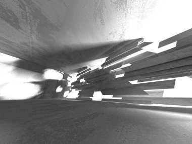 Geometrik beton mimari arka plan. 3D render illüstrasyon