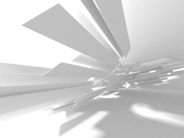 Soyut modern beyaz mimari arka planı. 3d resimleme