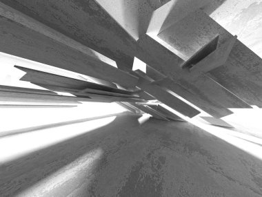 Beton mimari arka plan. Soyut boş karanlık oda. 3D render illüstrasyon