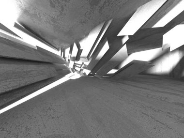 Geometrik beton mimari arka plan. 3D render illüstrasyon