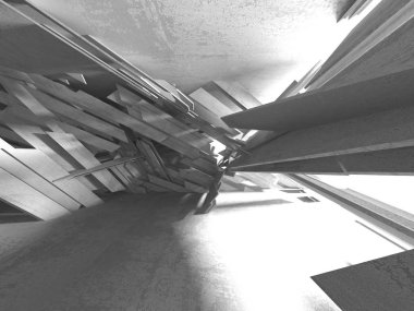 Beton mimari arka plan. Soyut boş karanlık oda. 3D render illüstrasyon