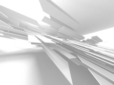 Soyut modern beyaz mimari arka planı. 3d resimleme