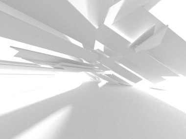 Soyut modern beyaz mimari arka planı. 3d resimleme