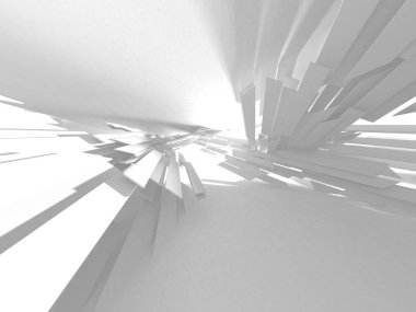 Fütüristik beyaz mimari tasarım arka plan. 3D render illüstrasyon