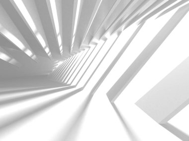 Fütüristik beyaz mimari tasarım arka plan. 3D render illüstrasyon
