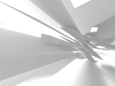 Fütüristik beyaz mimari tasarım arka plan. 3D render illüstrasyon
