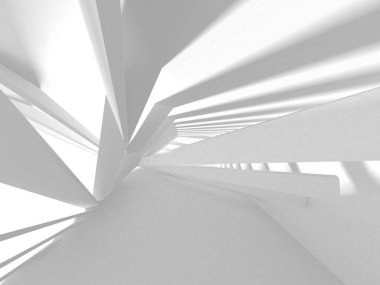 Beyaz Mimarlık inşaat Modern iç arka plan. 3D render illüstrasyon