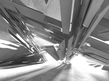 Geometrik beton mimari arka plan. 3D render illüstrasyon