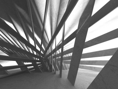 Beton mimari arka plan. Soyut boş karanlık oda. 3D render illüstrasyon