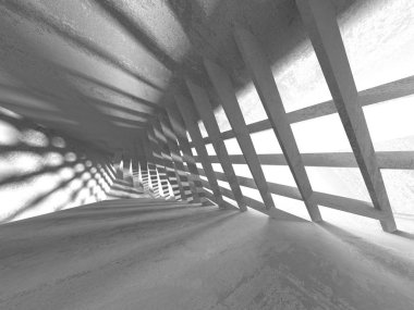 Beton mimari arka plan. Soyut boş karanlık oda. 3D render illüstrasyon