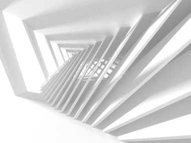 Beyaz Mimarlık inşaat Modern iç arka plan. 3D render illüstrasyon