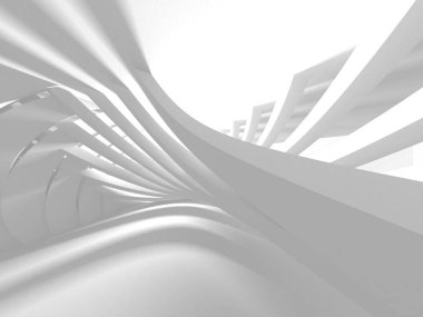 Beyaz Mimarlık inşaat Modern iç arka plan. 3D render illüstrasyon