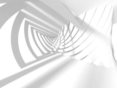 Beyaz Mimarlık inşaat Modern iç arka plan. 3D render illüstrasyon