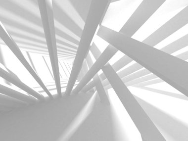 Fütüristik beyaz mimari tasarım arka plan. 3D render illüstrasyon
