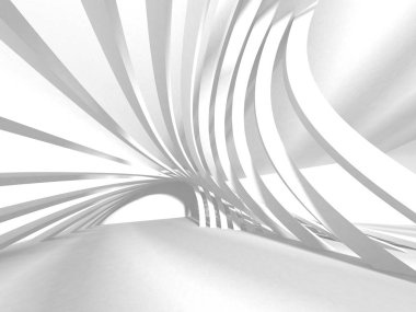 Fütüristik beyaz mimari tasarım arka plan. 3D render illüstrasyon