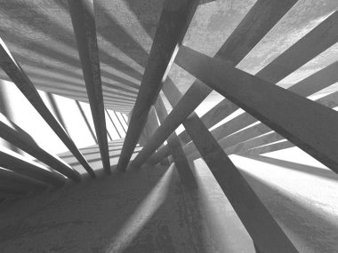 Karanlık Bodrum boş odası iç. Beton duvarlar. Mimari arka plan. 3D render illüstrasyon