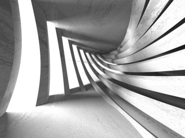 Karanlık Bodrum boş odası iç. Beton duvarlar. Mimari arka plan. 3D render illüstrasyon