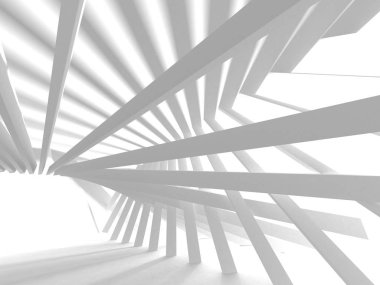 Beyaz Mimarlık inşaat Modern iç arka plan. 3D render illüstrasyon