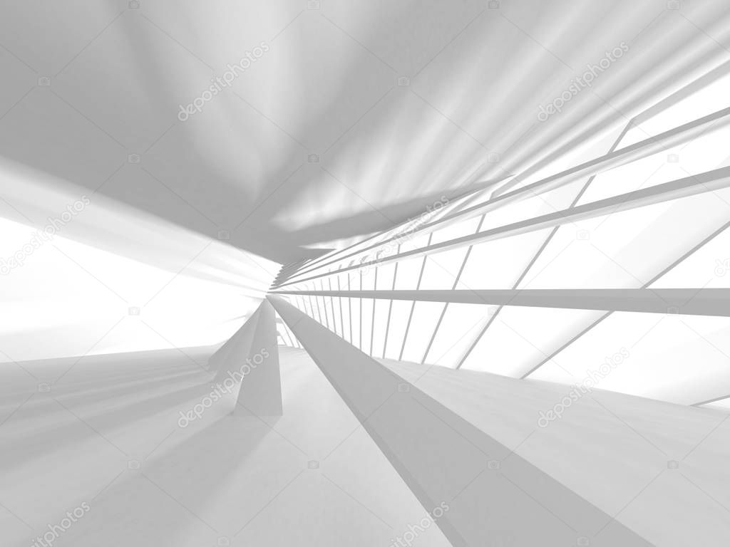 Futuristic White Architecture Design Background. 3d Render Illustration