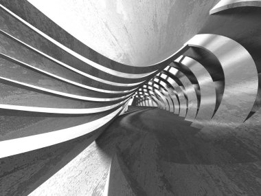  Soyut boş karanlık oda beton mimari 3d render resimde arka plan.