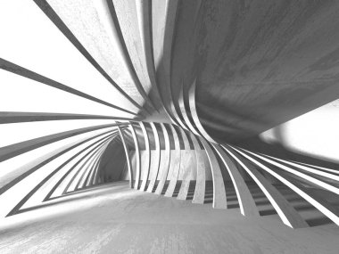 Beton duvarlar mimari 3d render resimde arka plan ile karanlık Bodrum boş oda. 