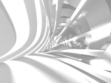 Abstract modern white architecture 3d render illustration background.  clipart