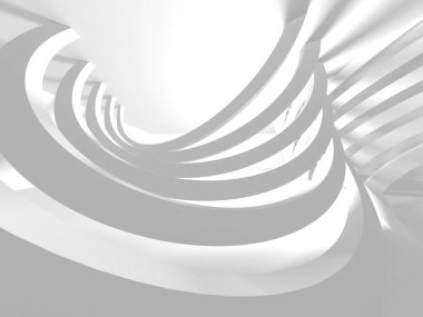 Fütüristik beyaz mimari tasarım 3d render resimde arka plan. 