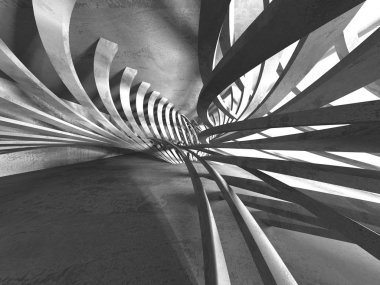 Beton mimari arka plan. Soyut boş karanlık oda. 3D render illüstrasyon