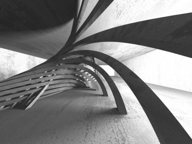 Beton mimari arka plan. Soyut boş karanlık oda. 3D render illüstrasyon