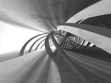 Geometrik beton mimari arka plan. 3D render illüstrasyon