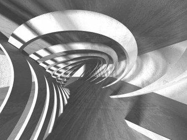 Geometrik beton mimari arka plan. 3D render illüstrasyon